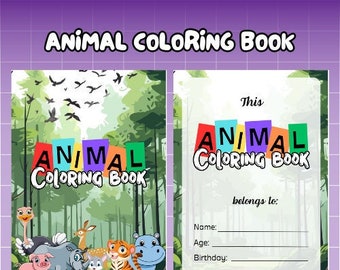 Preschool Animal Coloring Book: Fun Trivia, Easy Designs (Digital Download)