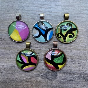 Hand-Painted Cabochon Pendants