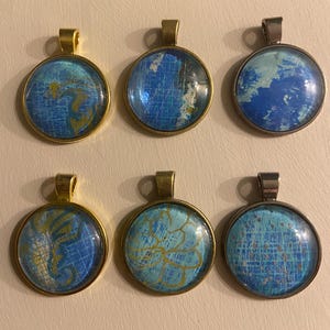 Hand Painted Decoupage Glass Cabochon Pendants