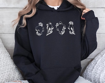 Ghost Mushroom Sweatshirt, Cottagecore Halloween Pullover Unisex, Floral Ghost Hoodie, Spooky Cute Aesthetic, Witchy Aesthetic Graphic