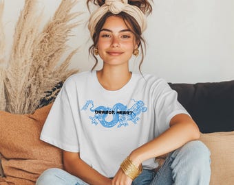 Dragon Shirt, Asian Dragon Print, Oversized Unisex Tee, Blue Dragon T-Shirt, Japanese Graphic Tee, Streetwear Shirt, Y2K Vintage Look