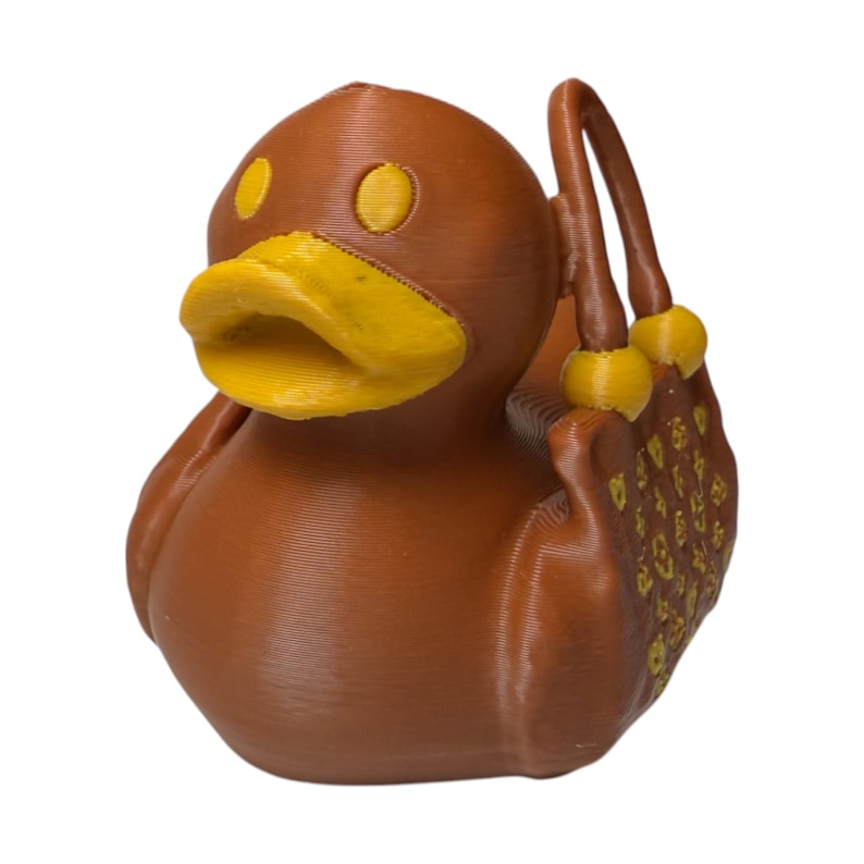 Chic duck with handbag shape and fashion-forward accents