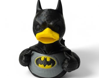 Bat Hero Duck – 3D-Printed Duck Collectible with Mask, Cape & Vigilante Vibes