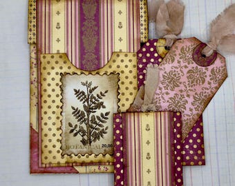 Hidden paperclip set - handmade junk journal insert with ephemera, notebook and tags