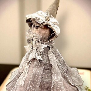 Handcrafted Primitive Ghost Witch Figurine - Gothic Halloween Decor for Spooky Home Accents & Witchy Gifts