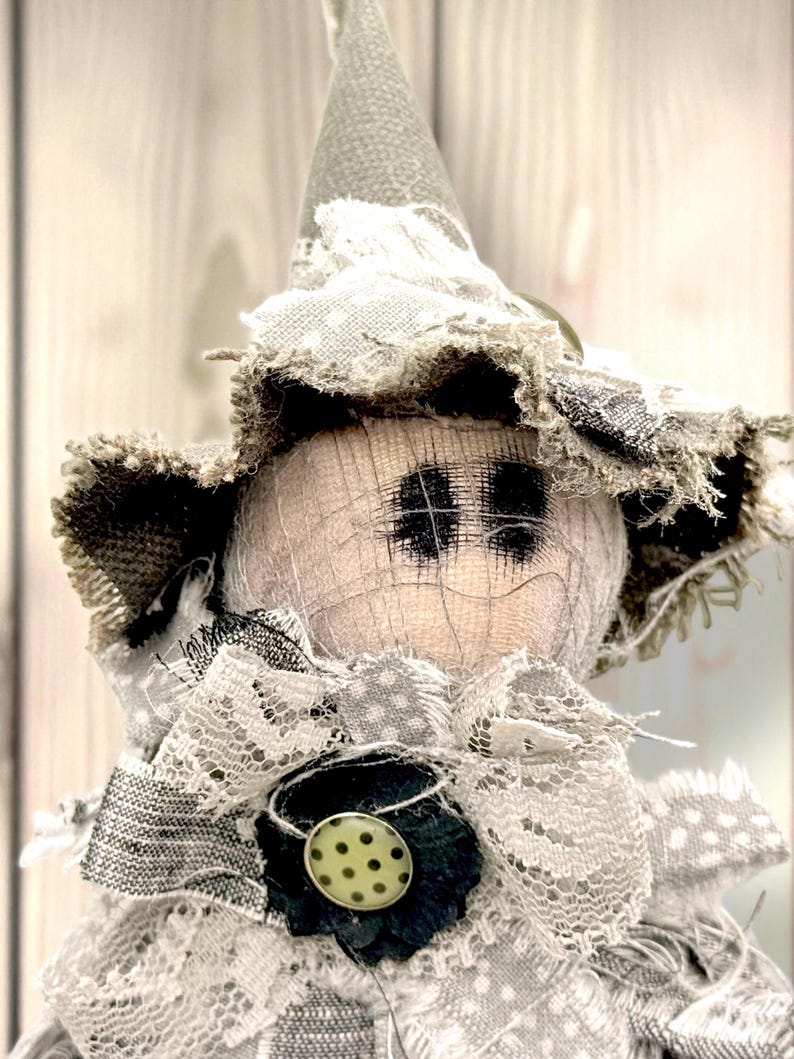 Handcrafted Primitive Ghost Witch Figurine - Gothic Halloween Decor for Spooky Home Accents & Witchy Gifts