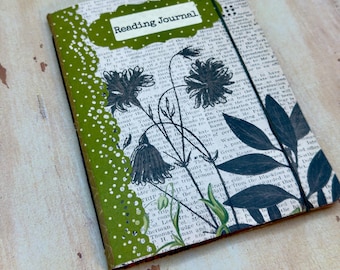 Book Review Journal | Botanical Reading Log with 20 Handmade Pages & Bookmark