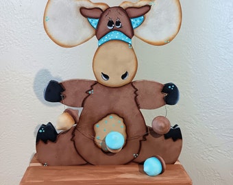 Moose home décor, Painted Moose, Shelf accents, Handmade Gifts, Gifts for them