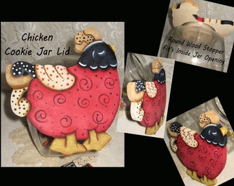 Whimsy Chickens,Whimsy Kitchen Gifts,Cookie Jar Lids,Table Decor,Painted Chickens,Country Chickens,Kitchen Gifts,Housewarming Gifts