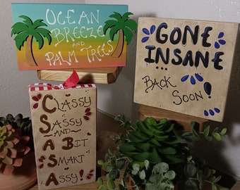 Beach Signs/ Gone Insane Sign/ Wood signs/ Painted signs/ Humorous gifts/ Upscale Gifts