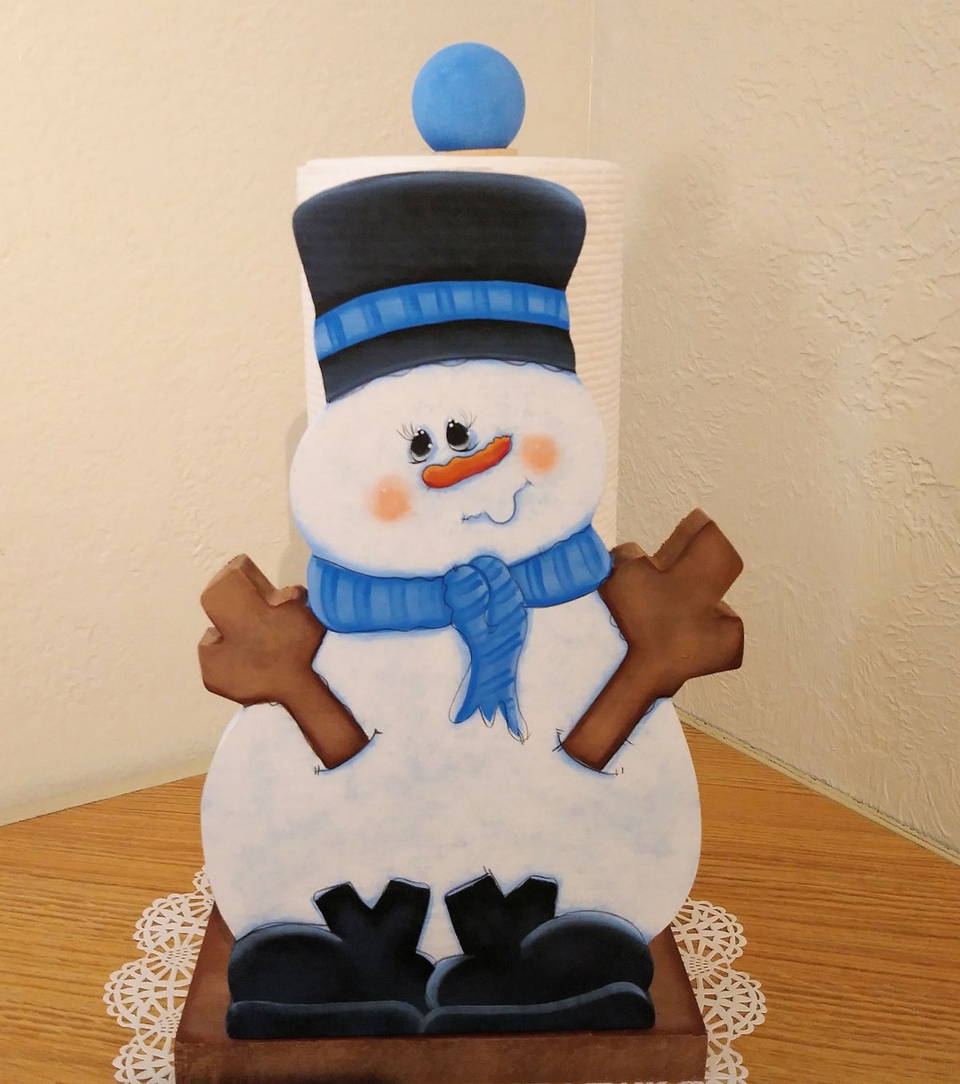 Snowman Paper Towel Holder/ Kitchen Décor, Seasonal Gifts/ Snowman