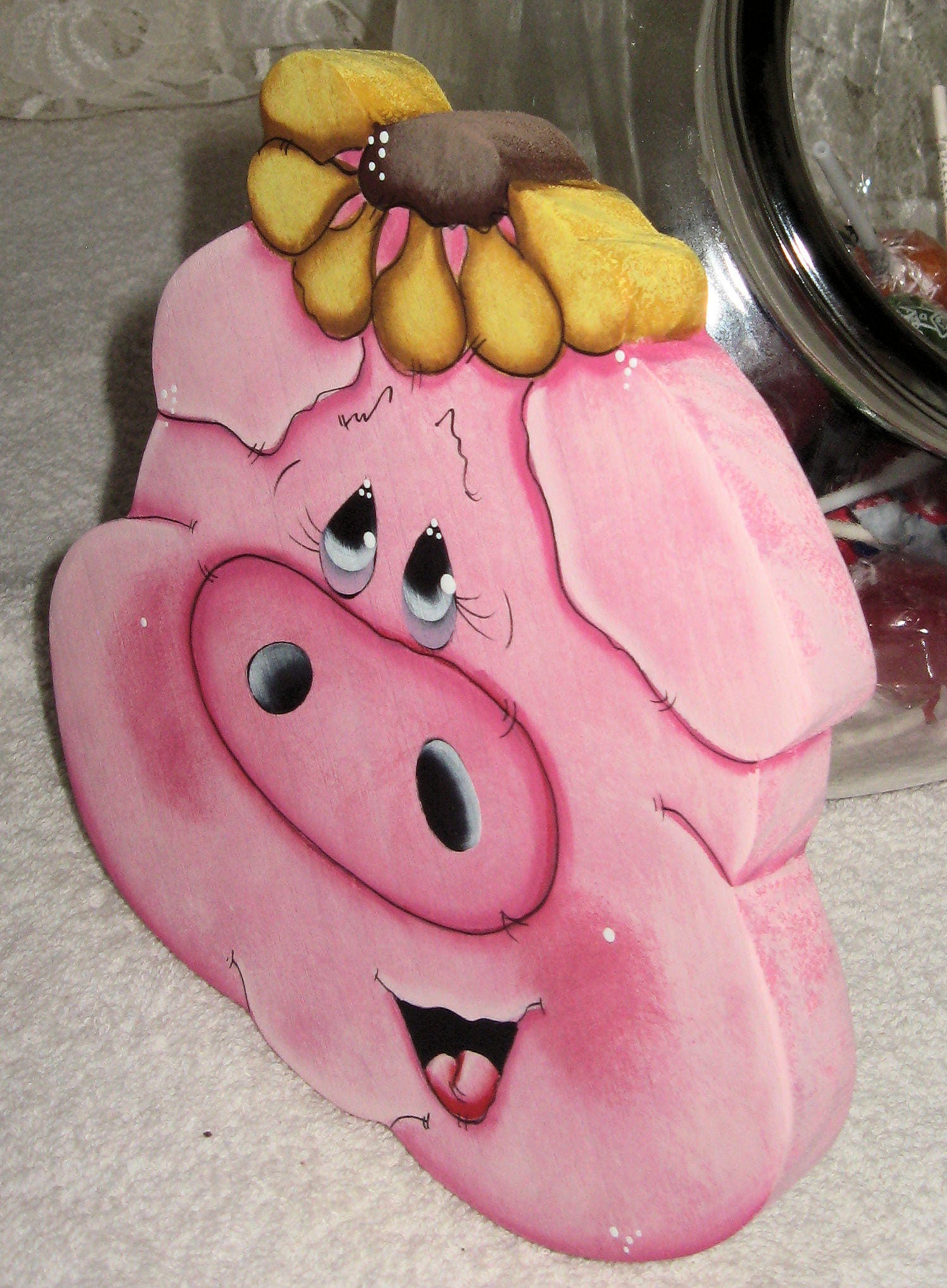 Kitchen & Dining CookieJar Lids Pink Pigs Pigs Storage Jar Lids Country