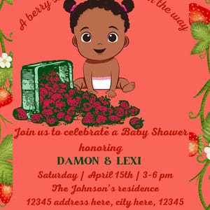 strawberry baby shower invitation