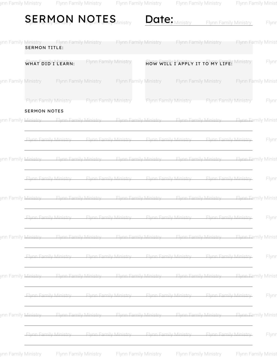 Sermon Notes Printable, Church Notes, Journal, Spiritual, Bible Study ...