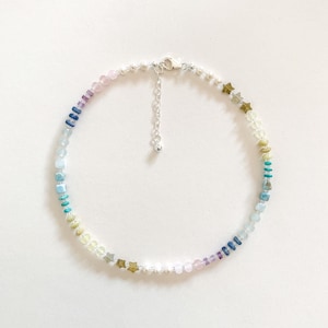 Multicolored Gemstone Beaded Necklace with Labradorite Stars