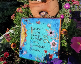 Garden Stone, Retirement Gift, Garden Decor, Garden Gift, Sun, Garden, Whimsical