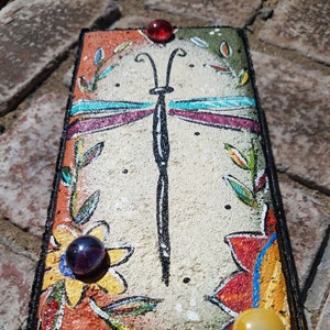 Garden Brick, Painted Brick, Dragonfly, Garden Art, Whimsical image 1