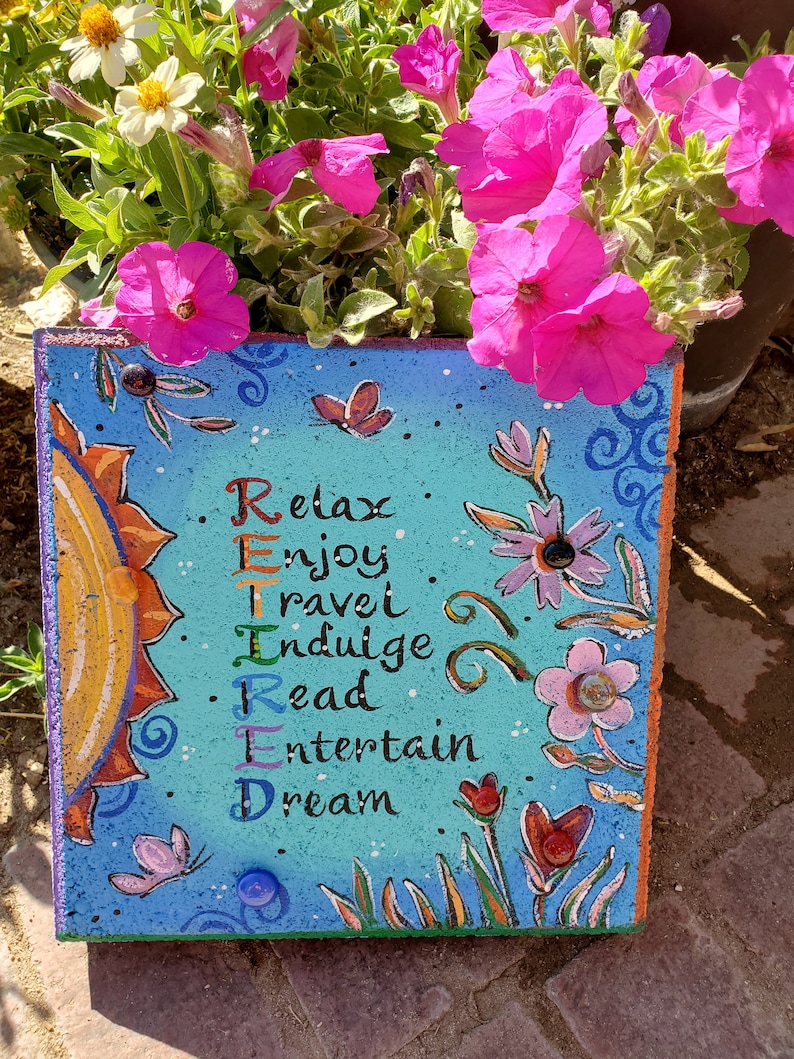 Garden Stone Retirement Gift Garden Decor Garden Gift Sun Etsy