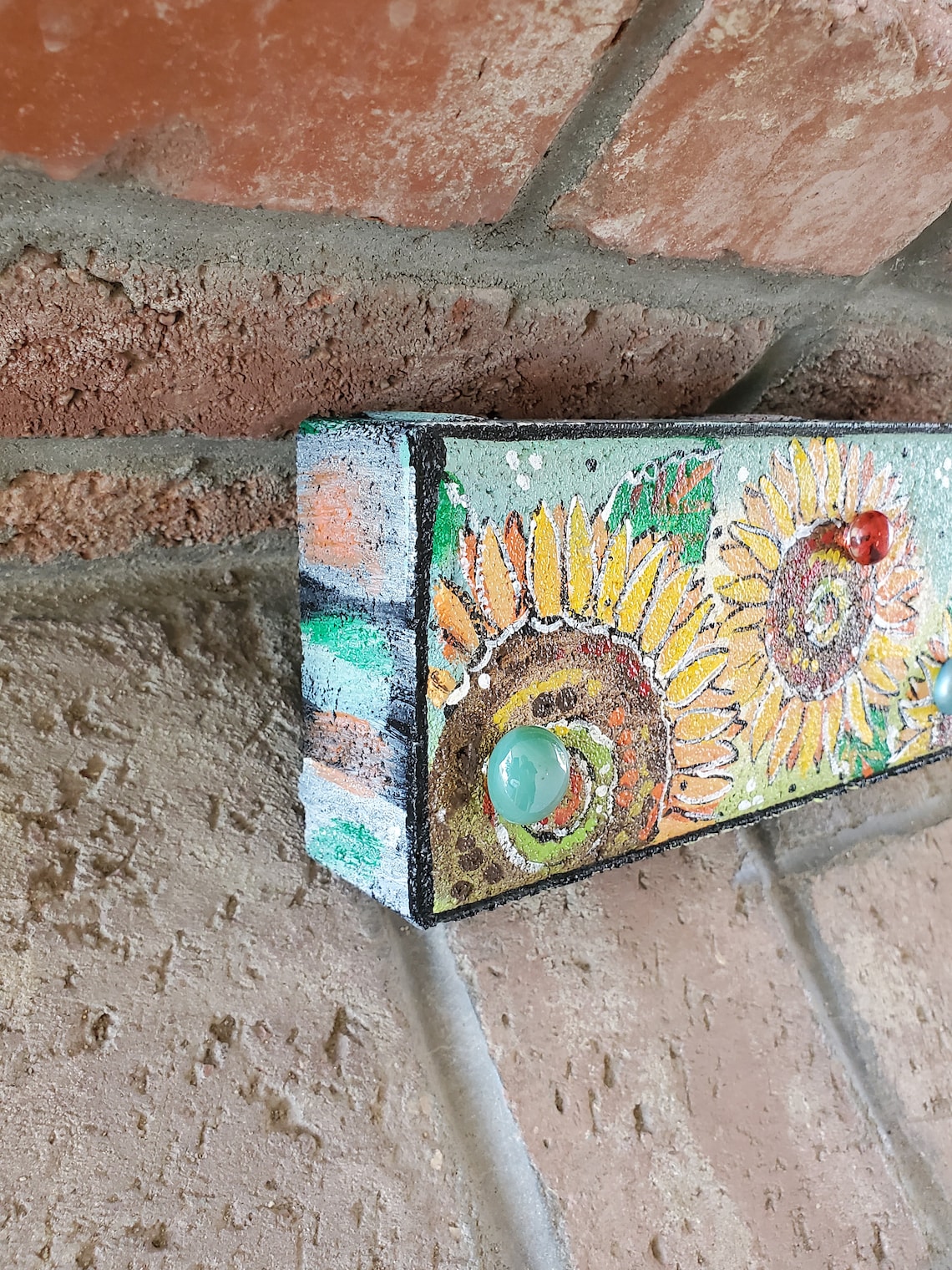 Sunflower Brick Sunflower Painted Brick Brick Art Etsy