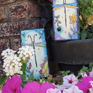 Garden Brick, Painted Brick, Dragonfly, Garden Art, Whimsical image 4