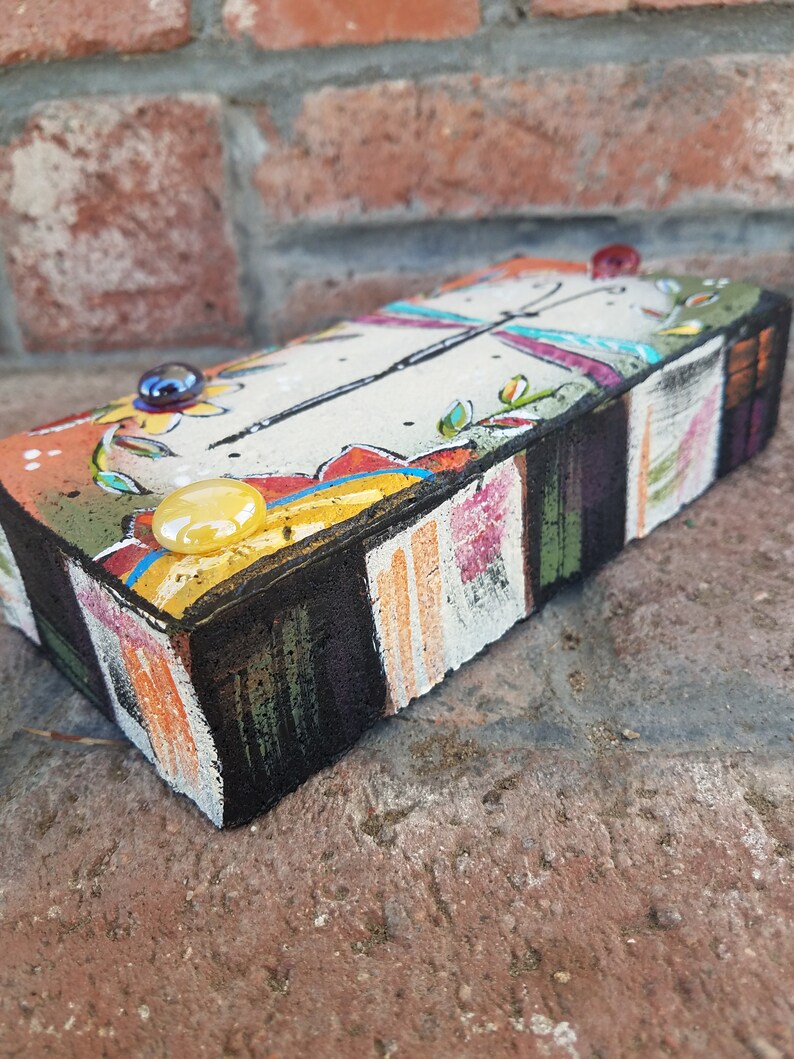 Garden Brick, Painted Brick, Dragonfly, Garden Art, Whimsical image 3