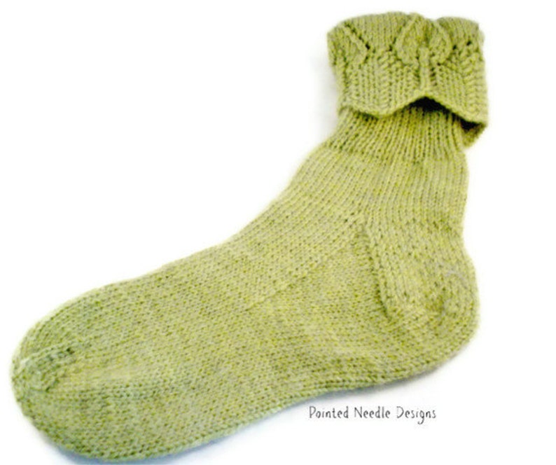 Casual Socks Socks Size 5-6 Hand Knit Women/'s Green Tea Socks with Lace Cuff
