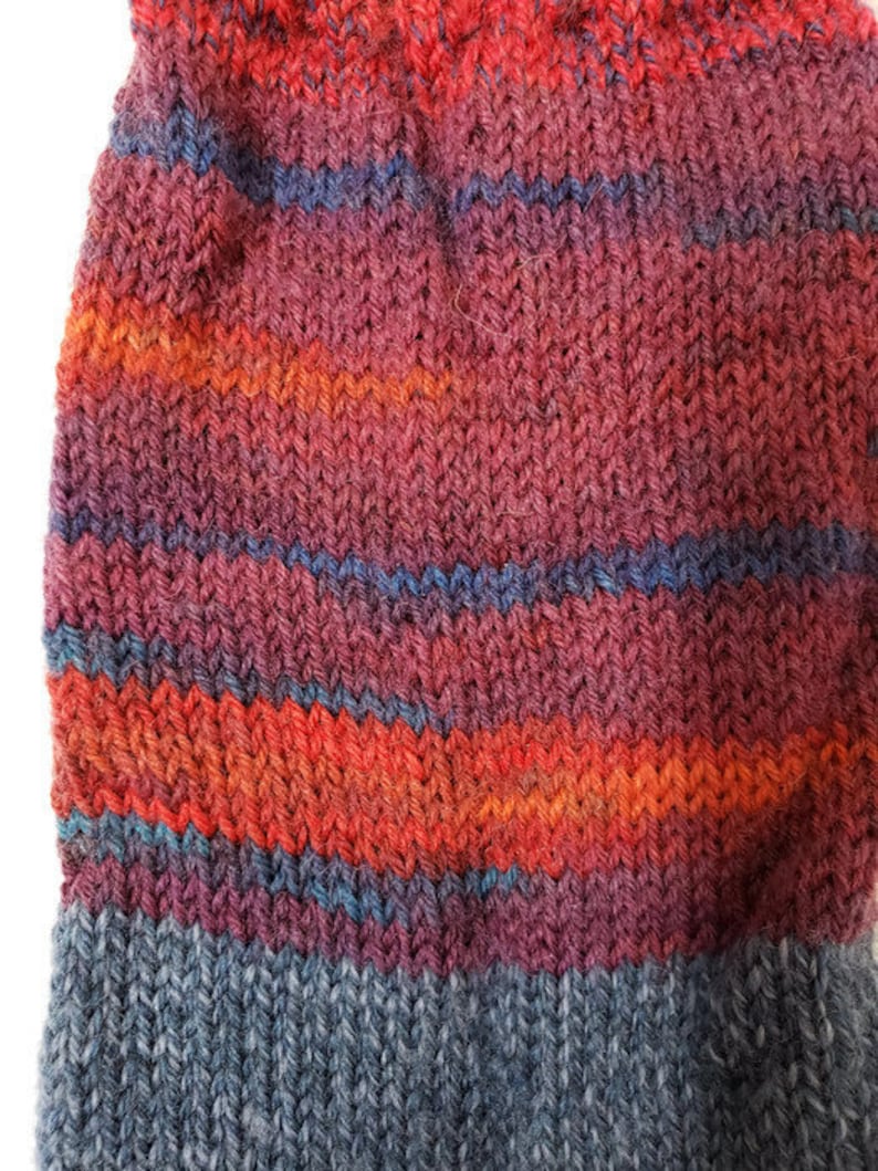 Multi-Colored Blue and Red Mens Hand Knit Socks Casual Socks Size 9.5-10