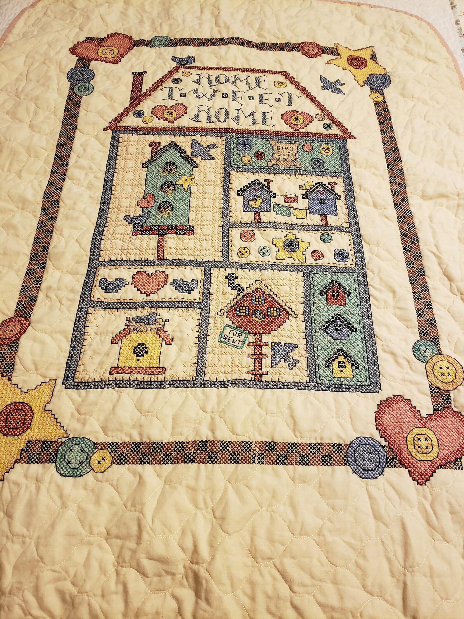 Cross Stitch Quilt Wall Hanging Wall Art Etsy