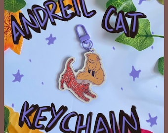 andreil cat wooden keychain - all for the game