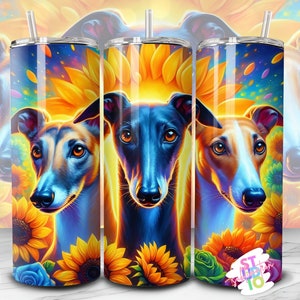 20 oz Greyhound Dog Tumbler Immagine Wrap Download digitale Sublimazione Tumbler Wrap PNG Regalo per amanti degli animali per mamma di cani Design Skinny Tumbler
