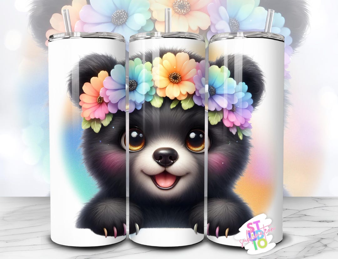 20 Oz Black Bear Tumbler Sublimation Image Wrap Digital Download PNG ...
