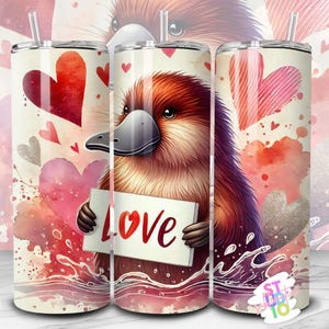20 oz Platypus Valentines Wrap Digital Download Sublimation Tumbler Wrap PNG Animal Lovers Gift For Her Sublimation Design