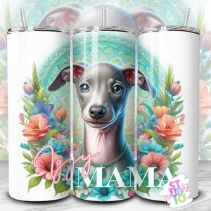 20 oz Iggy Mama Dog Tumbler Wrap Download digitale Tumbler Wrap per sublimazione PNG Regalo per amanti degli animali domestici per mamme di cani Design Tumbler dritto e magro