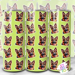 20 oz Dog Tumbler Sublimation Image Wrap Digital Download PNG Pet Lovers Gift for Mom Skinny Tumbler Design German Shepherd Dog