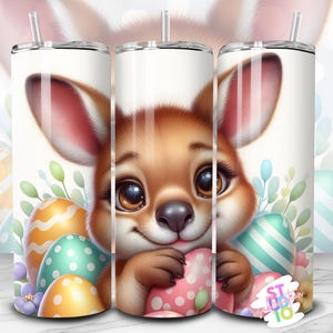 Gobelet de Pâques 20 oz enveloppement d'image en sublimation téléchargement numérique kangourou PNG cadeau pour les amoureux des animaux de compagnie pour chien maman design gobelet maigre