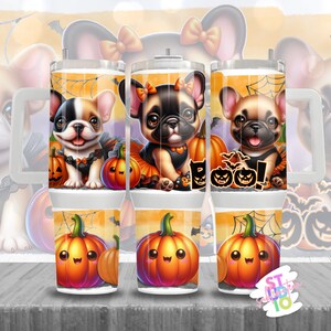 40 oz Franse Bulldog Halloween beker afbeelding wrap digitale download sublimatie beker wrap PNG cadeau voor moeder beker ontwerp