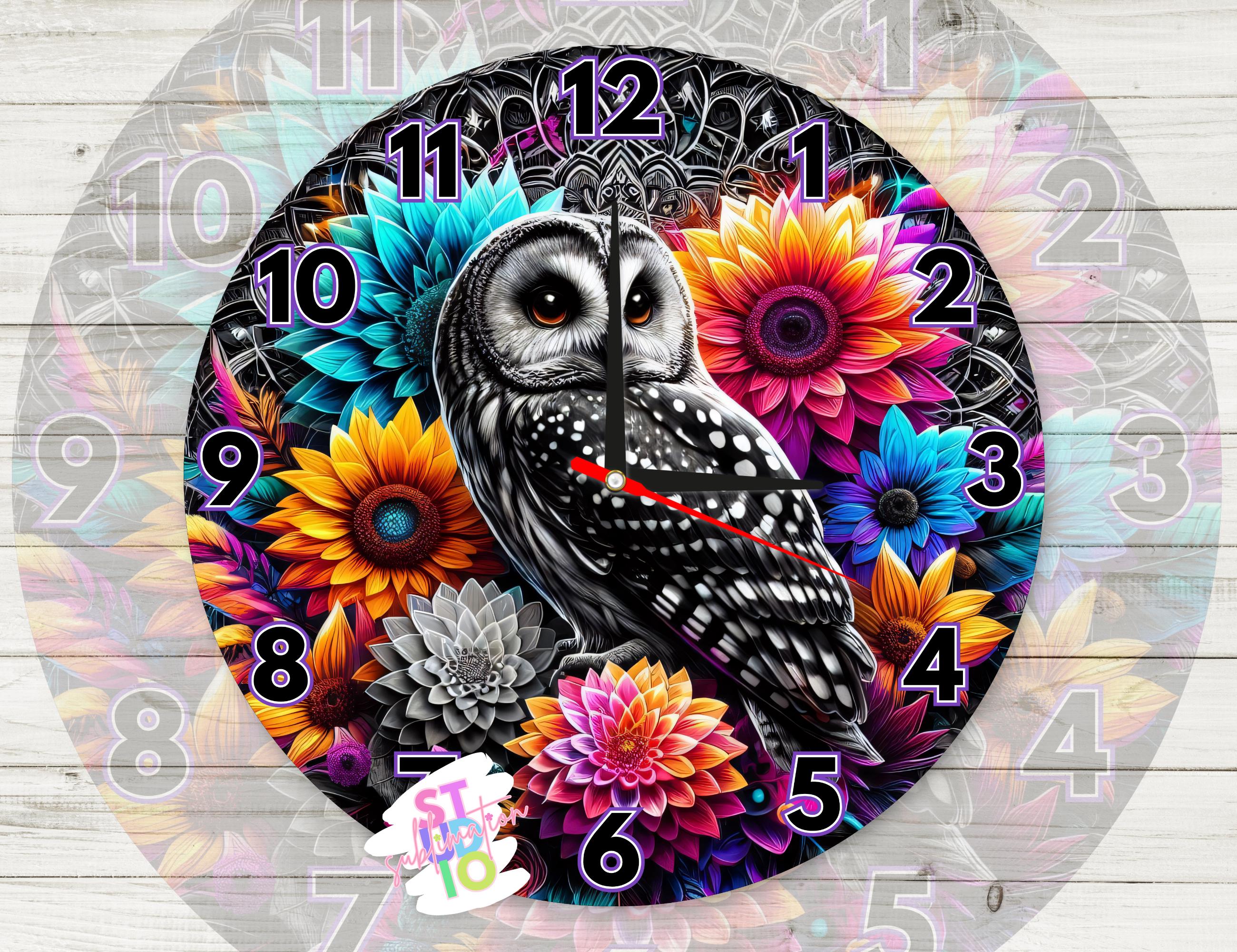 Owl Mandala Clock PNG Digital Download Sublimation Design PNG Gift For Moms Clock Sublimation Image