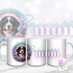 11o & 15oz Becher Bundle Berner Sennenhund Becher Bild Wrap Digitaler Download Sublimation Design PNG Haustier-Liebhaber Geschenk für Hundemama