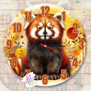 Reloj de panda rojo Descarga digital Diseño de sublimación PNG Amantes de los animales Regalo para mamás Imagen de reloj Sublimación de animales