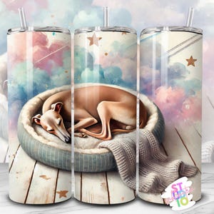 20 oz Greyhound Sleeping Dog Tumbler Immagine Wrap Download digitale Sublimazione Tumbler Wrap PNG Regalo per amanti degli animali per mamma cane Tumbler Design