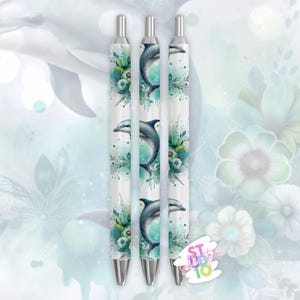 Marque-page d'emballage de stylo à sublimation dauphins en téléchargement numérique PNG pour les amoureux des animaux, cadeau pour maman, image de conception par sublimation, stylos pour animaux