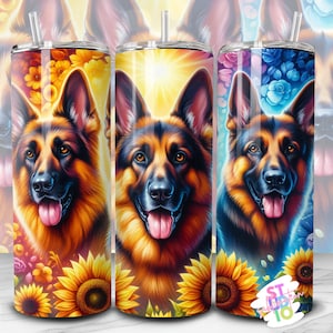 20 oz German Shepherd Dog Tumbler Image Wrap Digital Download Sublimation Tumbler Wrap PNG Pet Lovers Gift for Dog Mom Skinny Tumbler Design