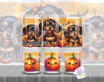 40 oz Dachshund Halloween Tumbler Image Wrap Digital Download Sublimation Tumbler Wrap PNG Gift for Mom Tumbler Design