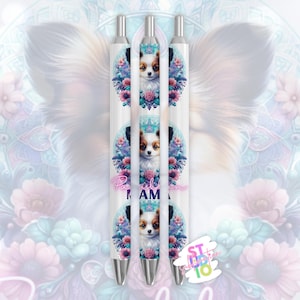 Papillon hond pen wrap bladwijzer digitale download hond sublimatie wrap PNG huisdierliefhebbers cadeau voor moeder sublimatie ontwerp hond 'Papillon Mama'