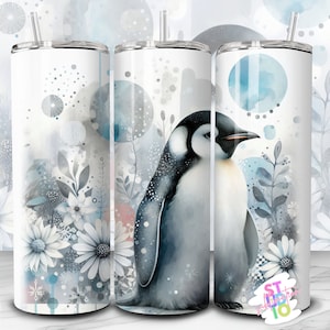 Envoltura para vaso de pingüino de 20 oz, descarga digital, envoltura para vaso de sublimación PNG, regalo para amantes de los animales para mamás, diseño de vaso delgado, animales del zoológico