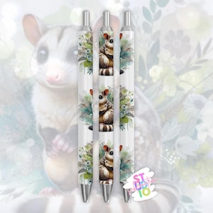 Possum Sublimation Pen Wrap Bookmark Download digital PNG Presente para amantes de animais para a mãe Imagem de design de sublimação Canetas de animais