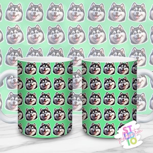 Lot de tasses 11o et 15 oz pour chien husky allemand, image, téléchargement numérique, sublimation, conception, PNG pour les amoureux des animaux de compagnie, cadeau pour chien, maman