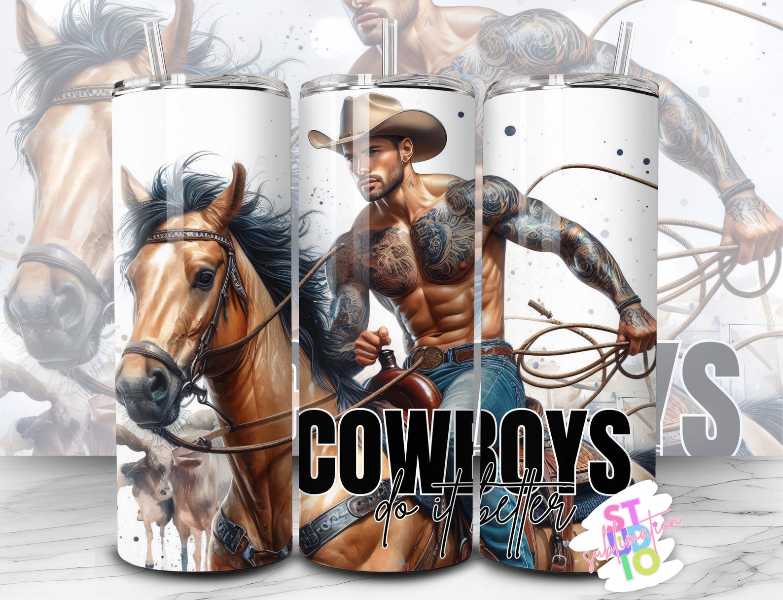 20 Oz 'cowboys Do It Better' Tumbler Wrap Digital Download