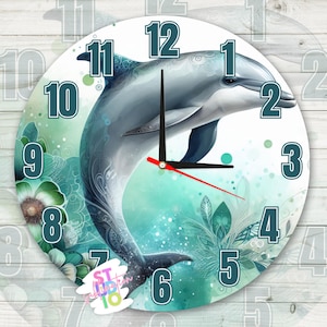 Delfin Uhr Digital Download Sublimation Design PNG Tierliebhaber Geschenk für Mütter Uhr Bild Tier Sublimation