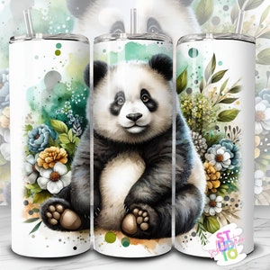 20 oz Panda Tumbler Wrap Digital Download Sublimation Tumbler Wrap PNG Animal Lovers Gift For Moms Skinny Tumbler Design Zoo Animals